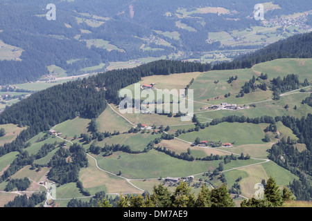 Looking down from the Hohe Salve mountain onto Soll, Austria Stock Photo