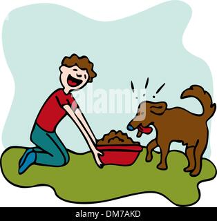 Man Feeding Dog Food Stock Vector