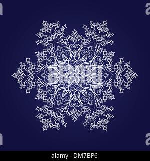 Detailed snowflake on dark blue background Stock Vector