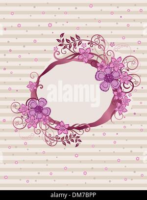 Floral pink oval frame design Stock Vector