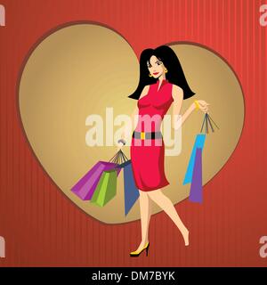 pretty young woman with bags Stock Vector