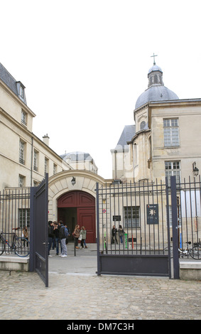 gate and entrance to lycee charlemagne school. paris, france, europe Stock Photo