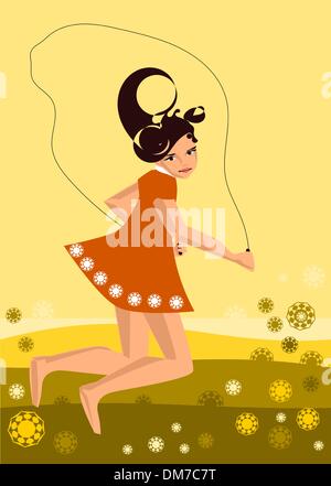 A girl jumping rope vector illustration Stock Vector Image & Art - Alamy