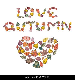heart made from autumn leaves Stock Vector