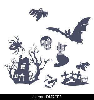 different Halloween icons Stock Vector