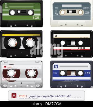 Collection of vector retro audio cassettes. Set of different colorful ...