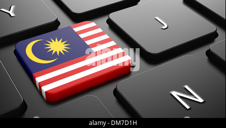 Malaysia - Flag on Button of Black Keyboard. Stock Photo