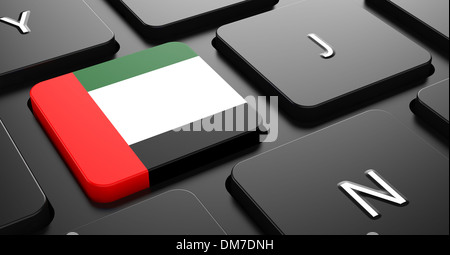 UAE - Flag on Button of Black Keyboard.