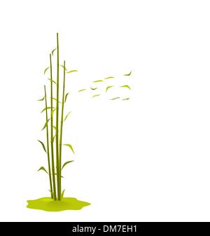 The illustration a wind breaks bamboo leaves Stock Vector
