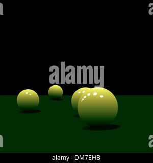 Glossy pool balls on the green velvet Stock Vector