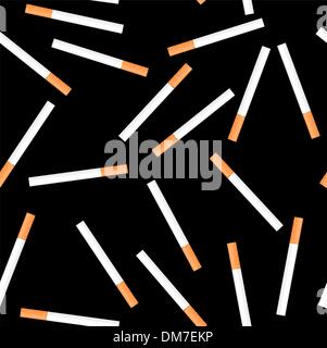 Cigarette seamless on black background Stock Vector