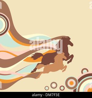 retro background with horses Stock Vector