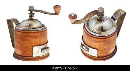 vintage manual coffee mill isolated on white background Stock Photo