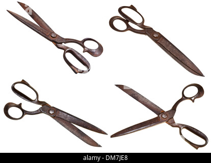 set of old tailor scissors isolated on white background Stock Photo