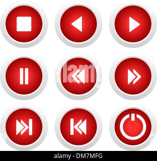 Music red buttons set Stock Vector