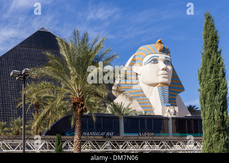 USA, Nevada, Las Vegas, Luxor & Monorail Stock Photo