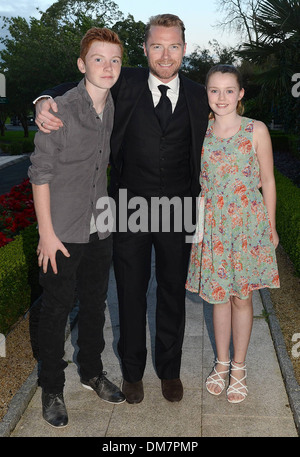 Ronan Keating son Jack Keating and daughter Missy Keating at 13th Marie Keating Foundation Celebrity Golf dinner at K-Club Stock Photo