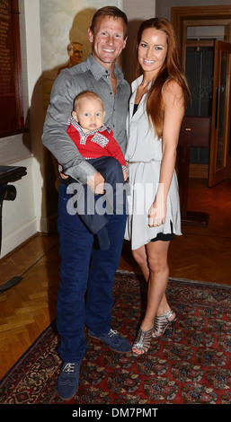 Teddy Sheringham Kristina Andriotis and their son George at 13th Marie Keating Foundation Celebrity Golf dinner at K-Club Stock Photo