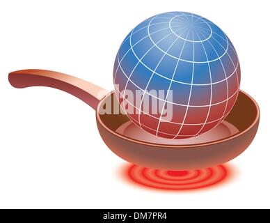 globe on red-hot frying pan Stock Vector