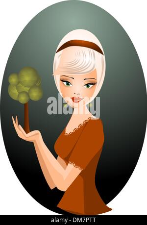 Woman With a tree Stock Vector