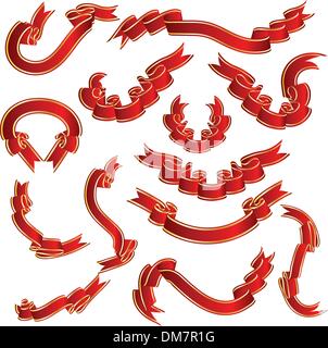 Red ribbons set Stock Vector