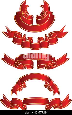 Set of different golden ribbons on white background, vector eps10 ...