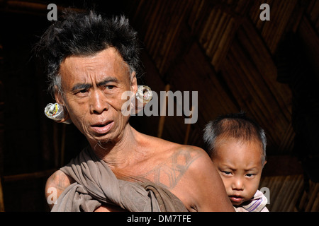 India, Arunachal Pradesh, Tirap region, Wancho tribe, portrait Stock Photo