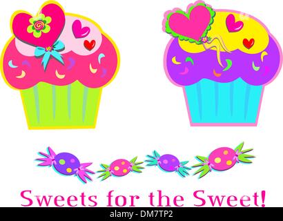Sweet Cupcakes and Candy Stock Vector