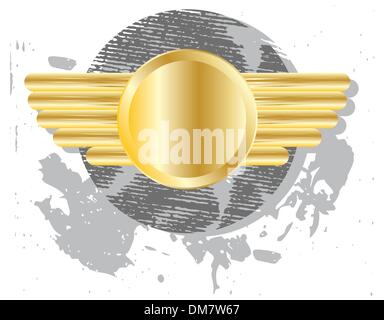 Gold wings on grunge background. Stock Vector