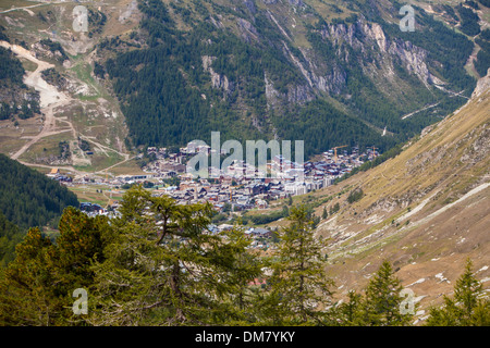 Aerial view of Val d'Isere ski resort in summer, Savoie, France Stock Photo