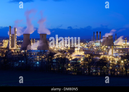 The Grangemouth oil refinery and industrial complex at dusk Stock Photo
