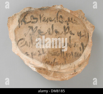 This ostracon features a Demotic inscription, which is an ancient ...