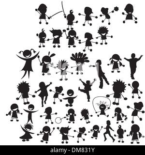 Happy children silhouettes Stock Vector