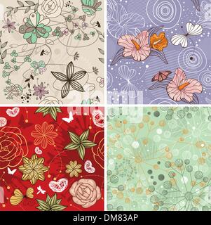 set of cute floral background Stock Vector