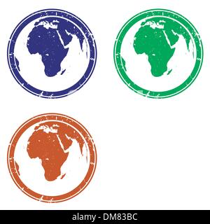 Collection of stamps with earth globe Stock Vector