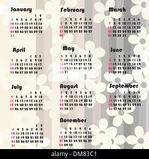 2010 Floral calendar Stock Vector