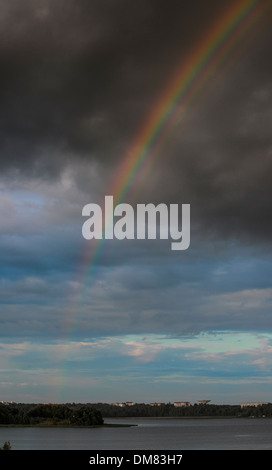 Rainbow over Vanhakaupunkilahti, Helsinki, Finland Stock Photo