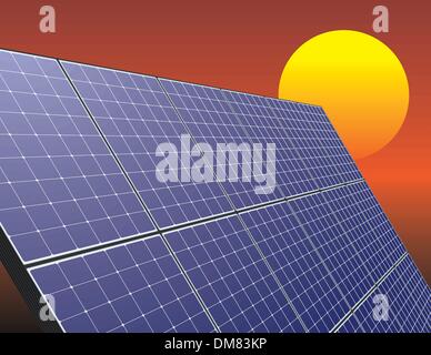 solar energy panel over sunrise sky Stock Vector