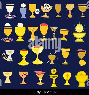 Set of Illustration of chalice Stock Vector