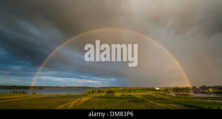 Double rainbow over Vanhakaupunkilahti, Helsinki, Finland Stock Photo