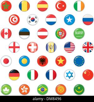 Set of world flags. Vector button Stock Vector