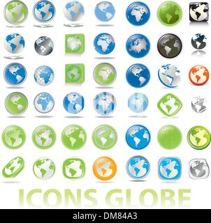 collection of earth globes icons, illustration. Vector format Stock Vector