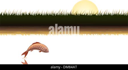 Evening pond Stock Vector