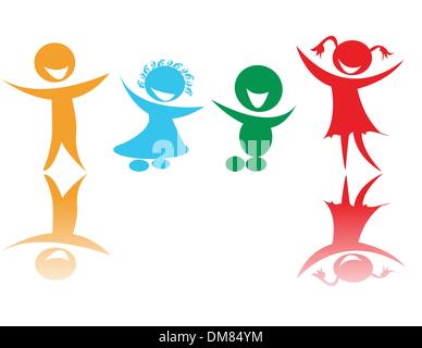 Happy children in colors Stock Vector