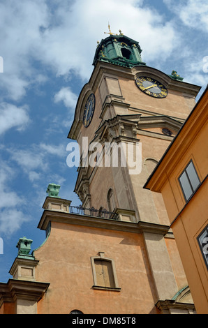 Storkyrkan, church of Saint Nicholas, aka Stockholm Cathedral, Sweden. Medieval church from circa 1290, the bell tower 1743 See W8A7WD horizontal view Stock Photo