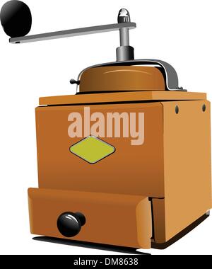 Classic coffee grinder in wooden case vector illustration isolat Stock Vector