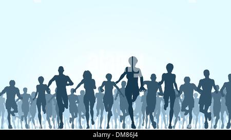 Running crowd Stock Vector