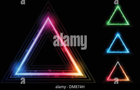 Set of  Neon Laser Triangle Border Stock Vector