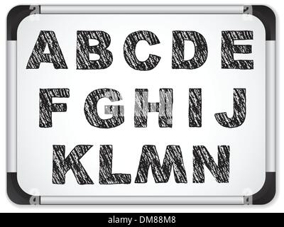 Black Alphabet on Whiteboard Stock Vector