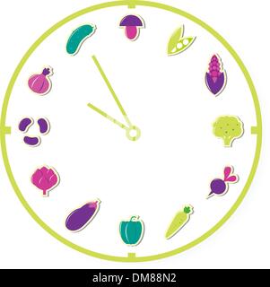 Time to eat healthy food: isolated on white Stock Vector